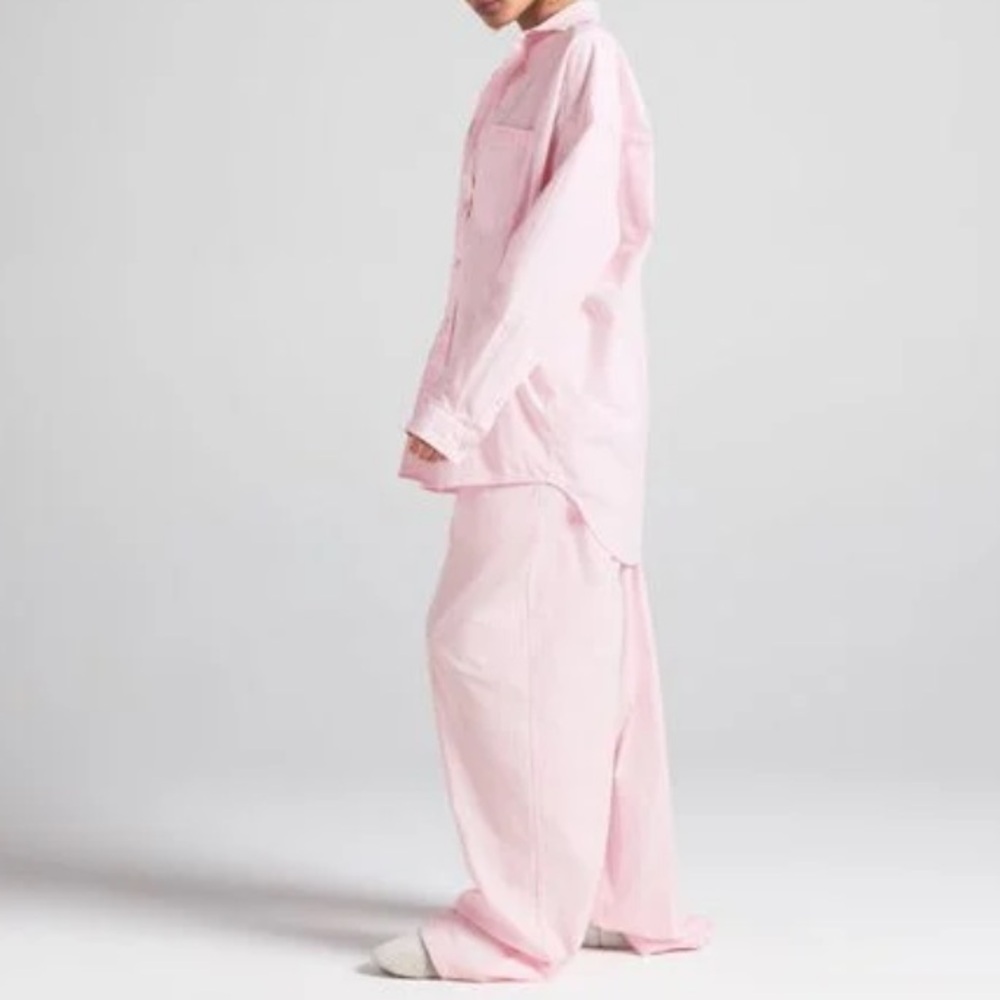 SKIMS Oversized Stretch Cotton Stripe Pajama Set | Cherry Blossom Stripe | S - Picture 2 of 11